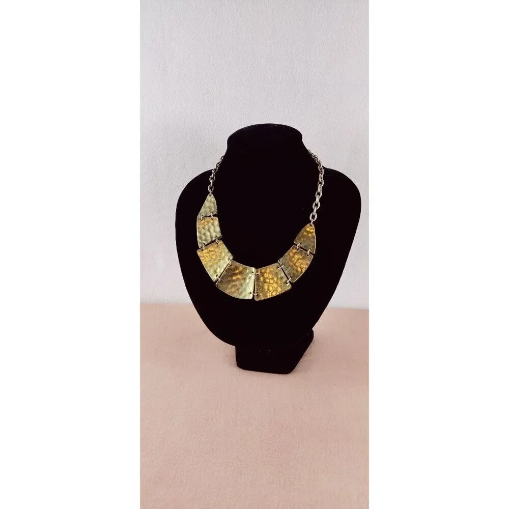 Premier Designs Silver Coker Necklace Exotic Reptile Emprint Tribal Double Sided